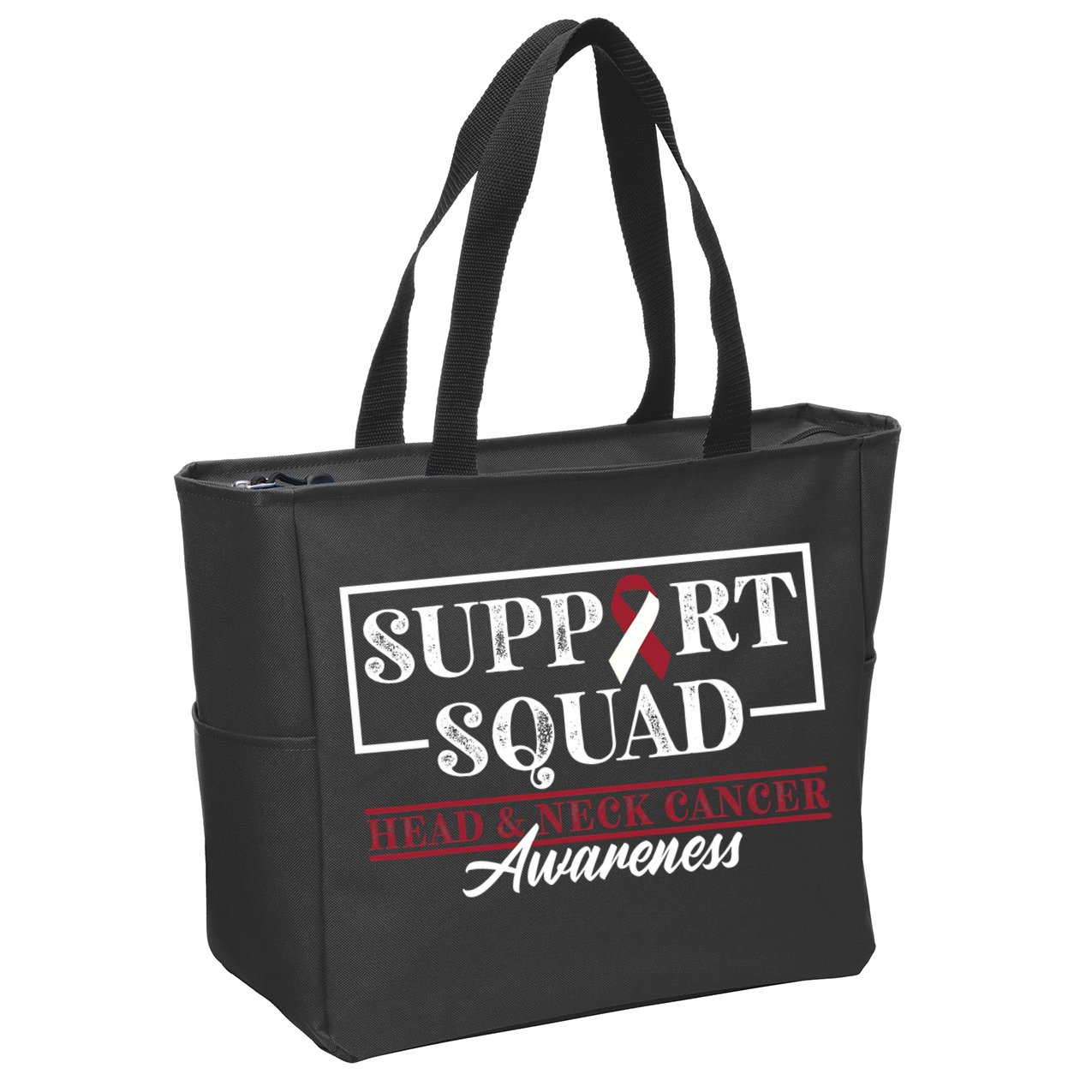 Funny Support Squad I HNSCC Head And Neck Cancer Awareness Zip Tote Bag
