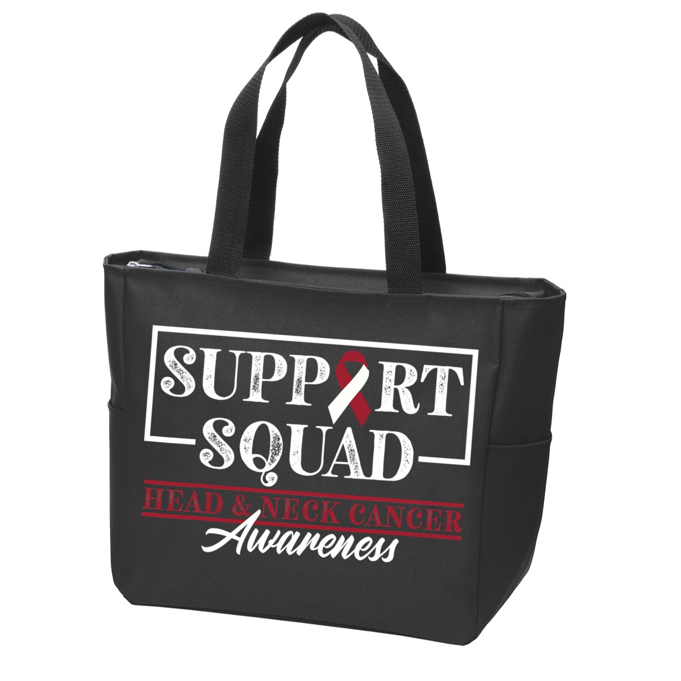Funny Support Squad I HNSCC Head And Neck Cancer Awareness Zip Tote Bag