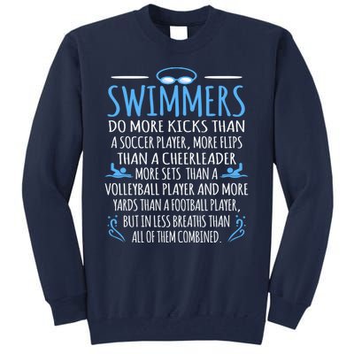 Funny Swim Swimmer Water Sports Athlete Player Graphic Gift Tall Sweatshirt