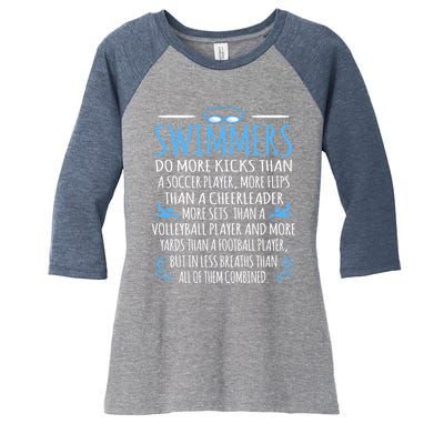 Funny Swim Swimmer Water Sports Athlete Player Graphic Gift Women's Tri-Blend 3/4-Sleeve Raglan Shirt