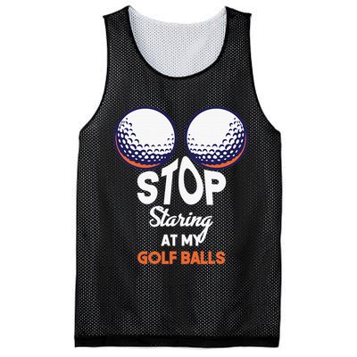 Funny Stop Staring At My Golf Balls Cute Golfing Gift Joke Mesh Reversible Basketball Jersey Tank