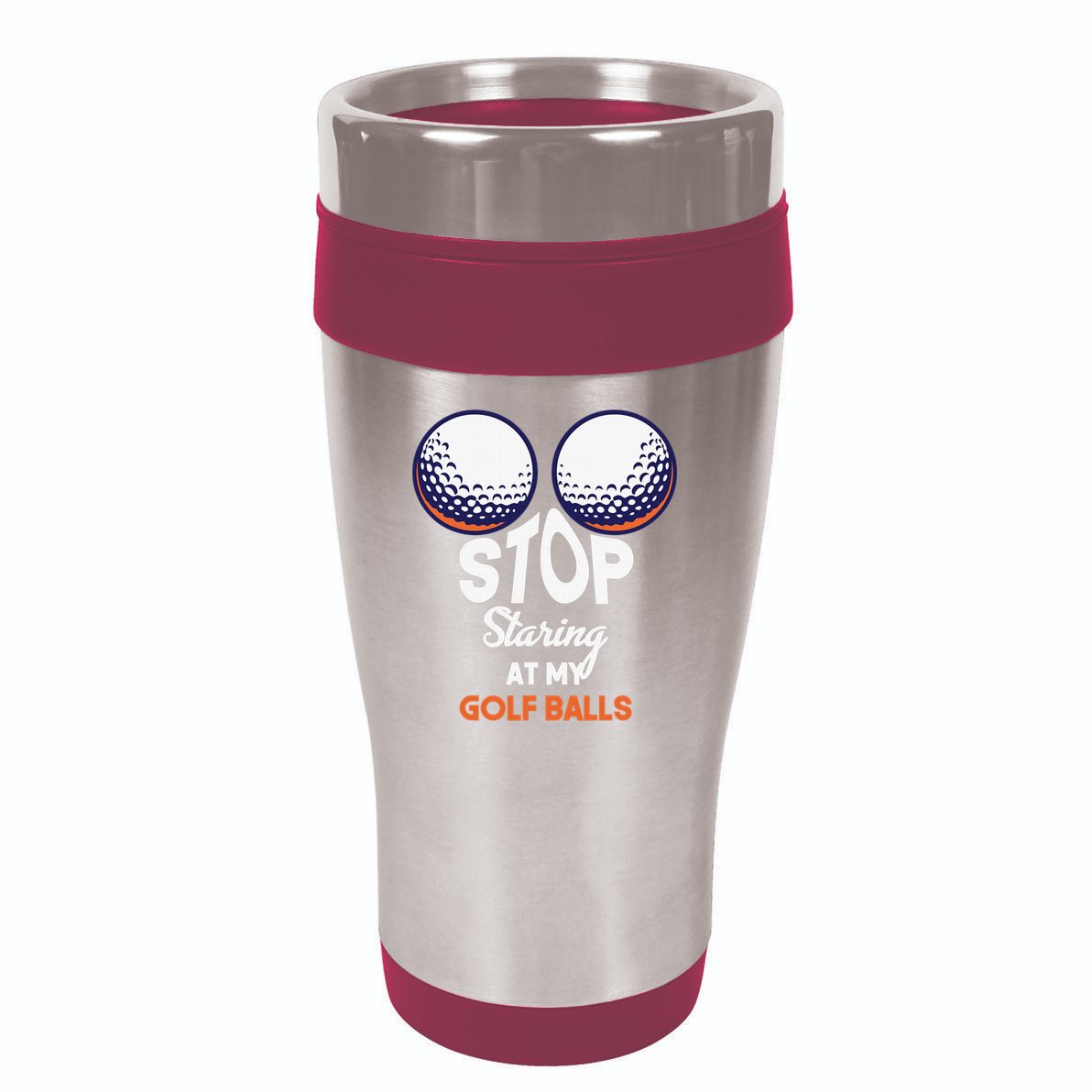 Funny Stop Staring At My Golf Balls Cute Golfing Gift Joke 16oz Travel Tumbler