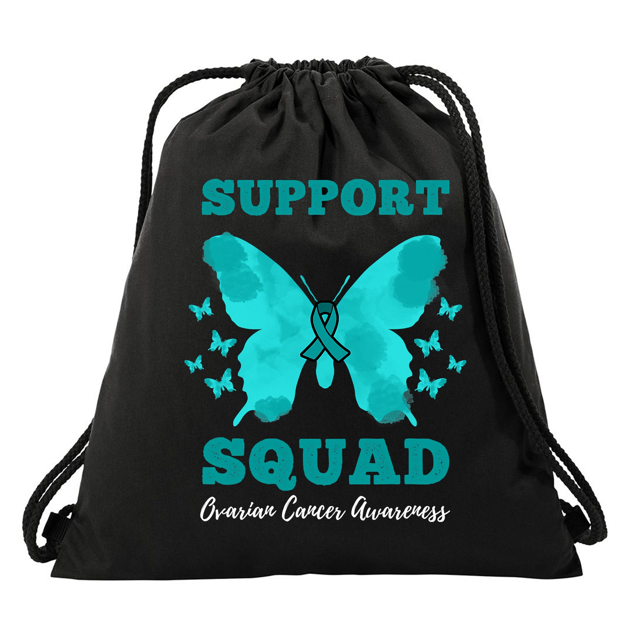 Funny Support Squad Ovarian Cancer Awareness Drawstring Bag