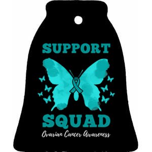 Funny Support Squad Ovarian Cancer Awareness Ceramic Bell Ornament