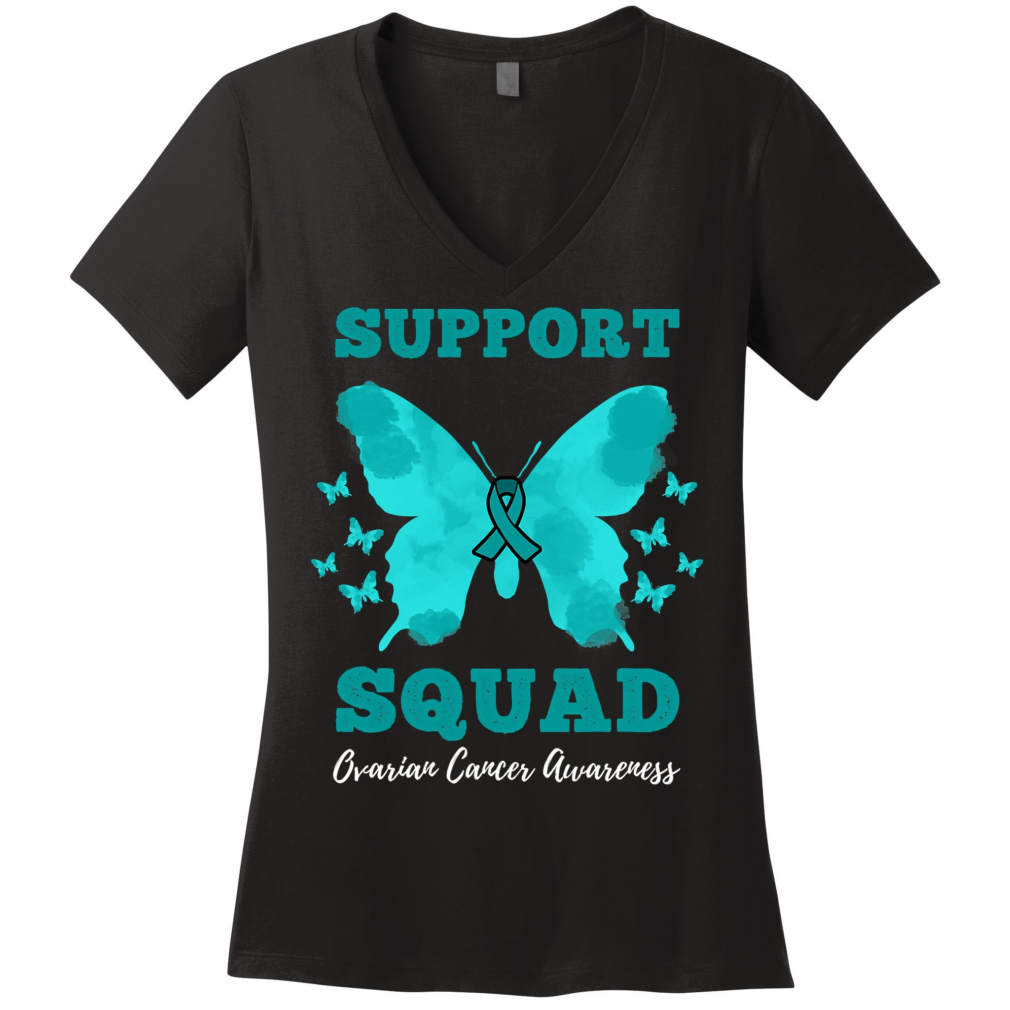 Funny Support Squad Ovarian Cancer Awareness Women's V-Neck T-Shirt