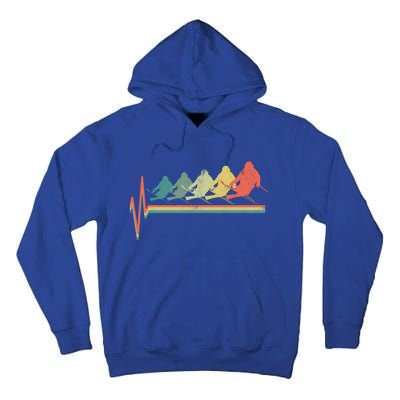 Freestyle Ski Skiing Skier Heartbeat Retro Funny Gift Tall Hoodie