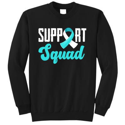 Funny Support Squad Teal White Ribbon Cervical Cancer Awareness Sweatshirt