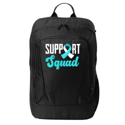 Funny Support Squad Teal White Ribbon Cervical Cancer Awareness City Backpack