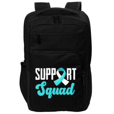 Funny Support Squad Teal White Ribbon Cervical Cancer Awareness Impact Tech Backpack