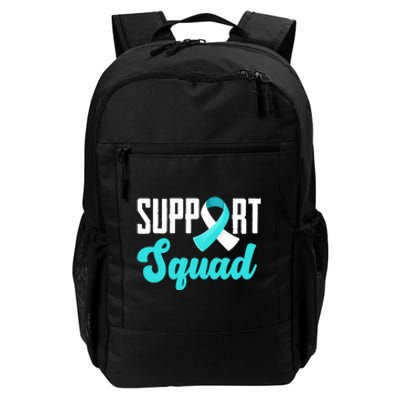 Funny Support Squad Teal White Ribbon Cervical Cancer Awareness Daily Commute Backpack