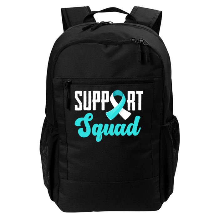 Funny Support Squad Teal White Ribbon Cervical Cancer Awareness Daily Commute Backpack