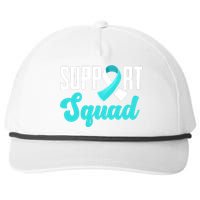 Funny Support Squad Teal White Ribbon Cervical Cancer Awareness Snapback Five-Panel Rope Hat