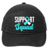 Funny Support Squad Teal White Ribbon Cervical Cancer Awareness 7-Panel Snapback Hat