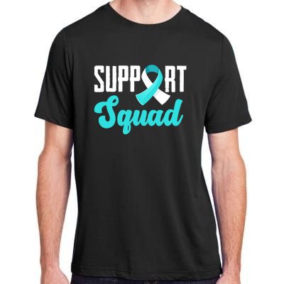 Funny Support Squad Teal White Ribbon Cervical Cancer Awareness Adult ChromaSoft Performance T-Shirt