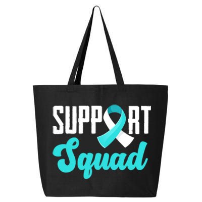 Funny Support Squad Teal White Ribbon Cervical Cancer Awareness 25L Jumbo Tote