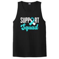 Funny Support Squad Teal White Ribbon Cervical Cancer Awareness PosiCharge Competitor Tank