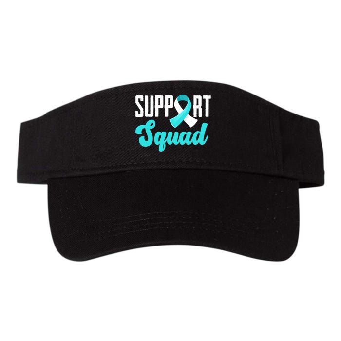 Funny Support Squad Teal White Ribbon Cervical Cancer Awareness Valucap Bio-Washed Visor