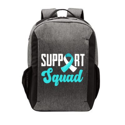 Funny Support Squad Teal White Ribbon Cervical Cancer Awareness Vector Backpack