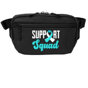 Funny Support Squad Teal White Ribbon Cervical Cancer Awareness Crossbody Pack