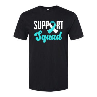 Funny Support Squad Teal White Ribbon Cervical Cancer Awareness Softstyle CVC T-Shirt