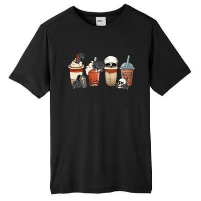 Funny Skull Skeleton Latte Coffee Cup Halloween Costume Day Gift Tall Fusion ChromaSoft Performance T-Shirt