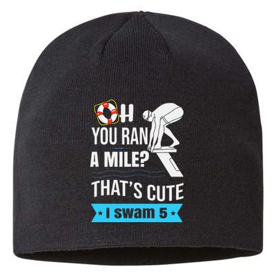 Funny Swimmer Swim Swimming Quote For Swimmers Sustainable Beanie