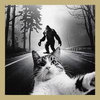 Funny Surprised Scared Cat Selfie With Sasquatsch Bigfoot Button