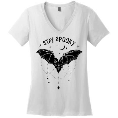 Funny Stay Spooky Cute Vampire Bat Halloween Women's V-Neck T-Shirt