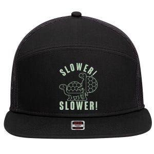 Funny Slower Slower Two Turtles 7 Panel Mesh Trucker Snapback Hat