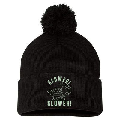 Funny Slower Slower Two Turtles Pom Pom 12in Knit Beanie