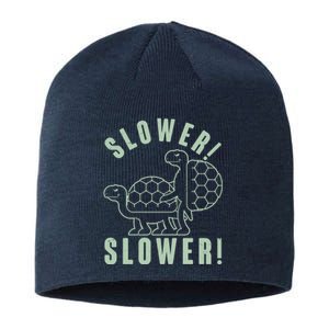 Funny Slower Slower Two Turtles Sustainable Beanie