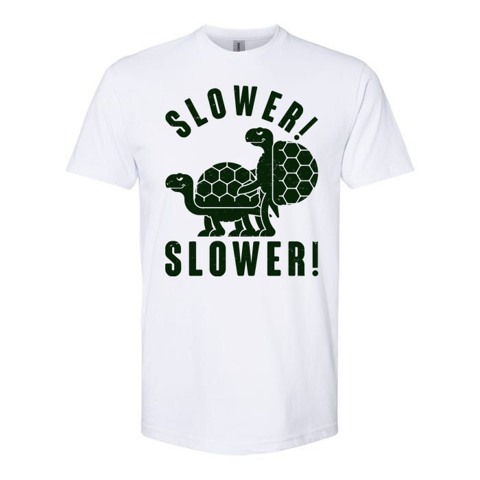 Funny Slower Slower Two Turtles Softstyle CVC T-Shirt