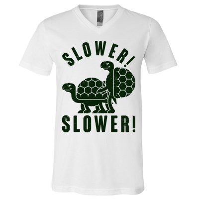 Funny Slower Slower Two Turtles V-Neck T-Shirt