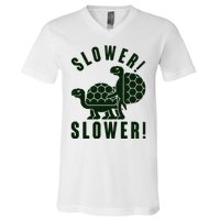 Funny Slower Slower Two Turtles V-Neck T-Shirt