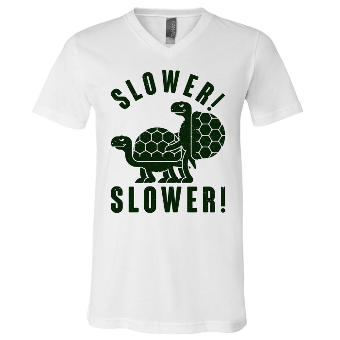 Funny Slower Slower Two Turtles V-Neck T-Shirt