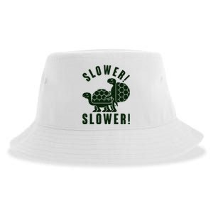 Funny Slower Slower Two Turtles Sustainable Bucket Hat