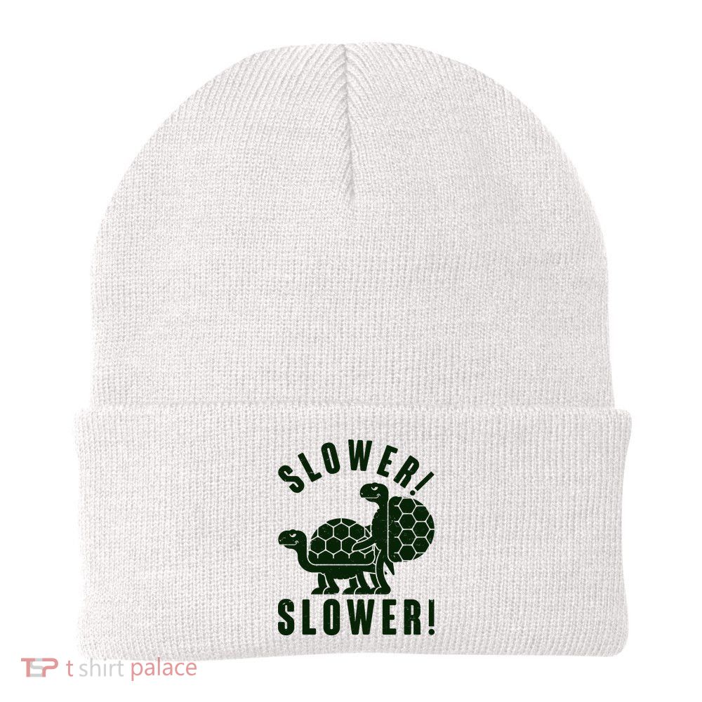 Funny Slower Slower Two Turtles Beanie