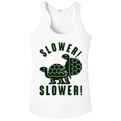 Funny Slower Slower Two Turtles Ladies PosiCharge Competitor Racerback Tank