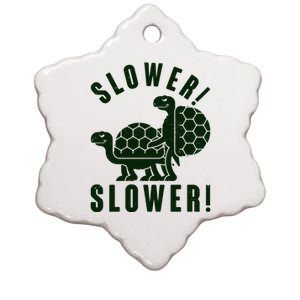 Funny Slower Slower Two Turtles Ceramic Star Ornament