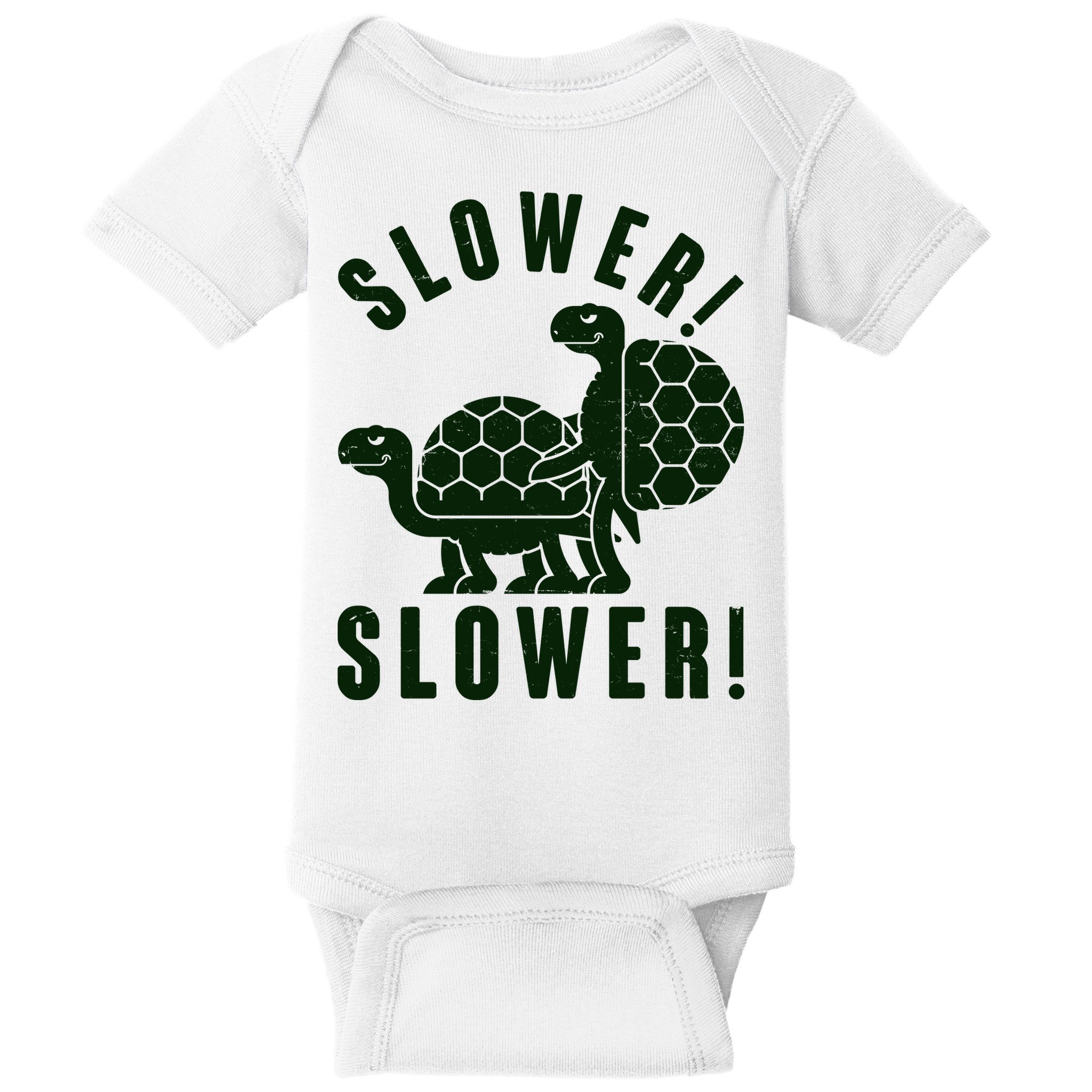 Funny Slower Slower Two Turtles Baby Bodysuit