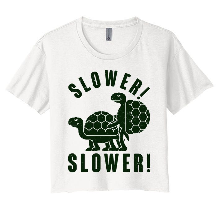 Funny Slower Slower Two Turtles Crop Top