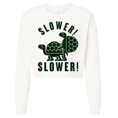 Funny Slower Slower Two Turtles Cropped Pullover Crew