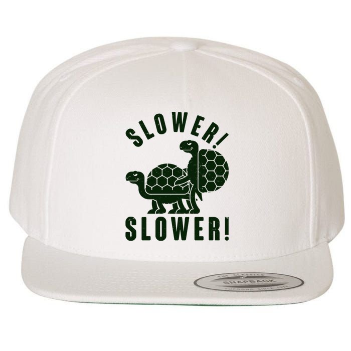 Funny Slower Slower Two Turtles Wool Snapback Cap