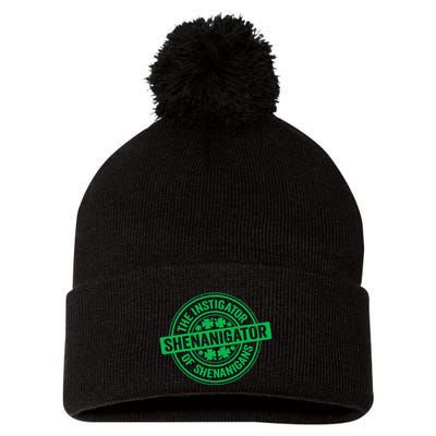 Funny Shenanigator St PatrickS Day Shenanigans Instigator Pom Pom 12in Knit Beanie
