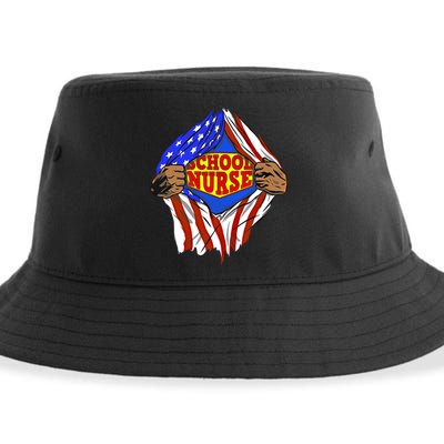 Funny Super School Nurse Hero Job Great Gift Sustainable Bucket Hat