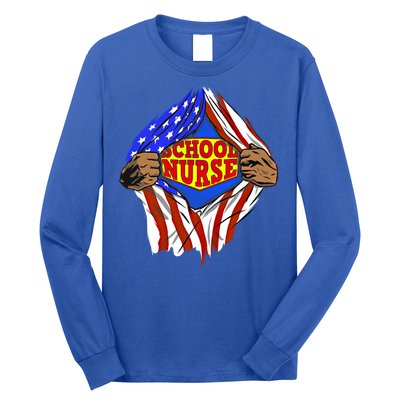 Funny Super School Nurse Hero Job Great Gift Long Sleeve Shirt