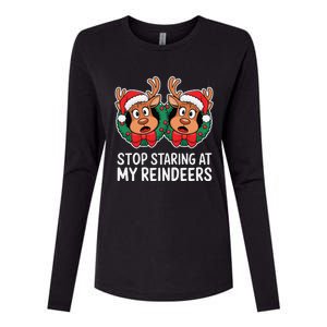 Funny Stop Staring At My Reindeers Boobs Ugly Gag Xmas Womens Cotton Relaxed Long Sleeve T-Shirt