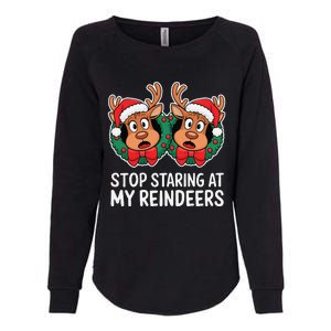 Funny Stop Staring At My Reindeers Boobs Ugly Gag Xmas Womens California Wash Sweatshirt