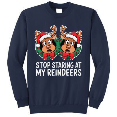 Funny Stop Staring At My Reindeers Boobs Ugly Gag Xmas Sweatshirt