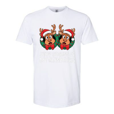 Funny Stop Staring At My Reindeers Boobs Ugly Gag Xmas Softstyle CVC T-Shirt